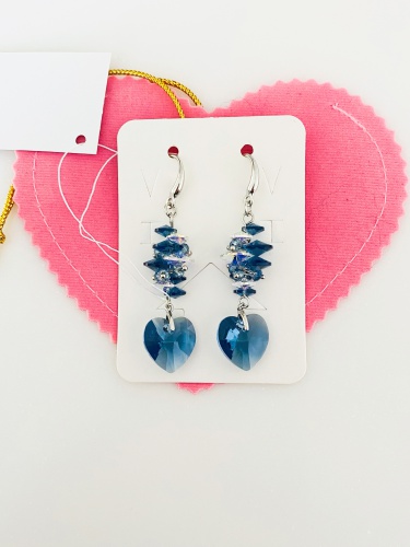 Серьги Blue Hearts (Кристаллы SV синие ; покрытие: золото) фото 4