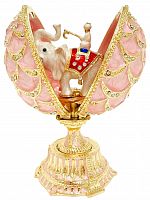 Яйцо-шкатулка Фаберже "Сосновая Шишка" c белым слоном PC-1722E(02)-04 розовая