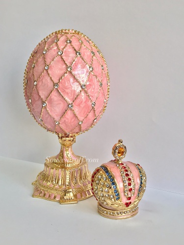 Яйцо пасхальное Сетка с короной розовое  PC-1721K-04 фото 2