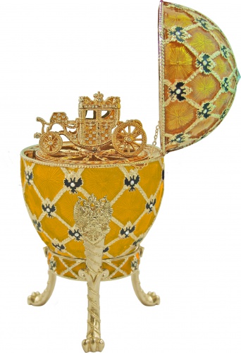 Яйцо Фаберже большое "Коронационное" с каретой РС-1202 золотое