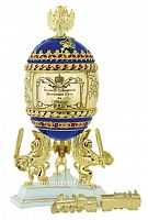  Яйцо-шкатулка Фаберже "Транссибирский Экспресс" синее E-08-2
