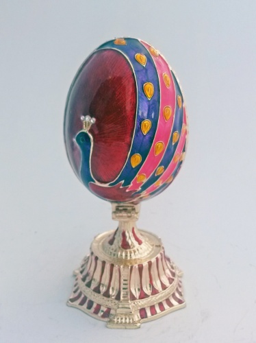 Яйцо-шкатулка "Павлин" с веточкой и кулоном E0303Д  фото 4