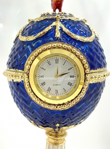 Яйцо-Часы  "Шантеклер" музыкальное с часами E07-21-11 синее фото 4