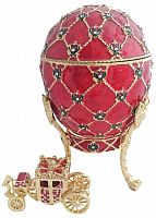 Яйцо-шкатулка Фаберже большое "Коронационное" с каретой РС-1202 пурпурное