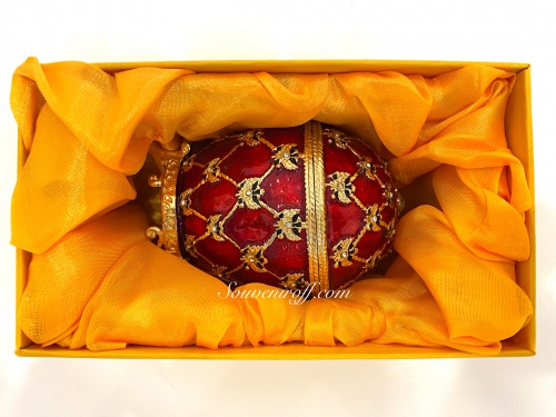 Яйцо Фаберже среднее "Коронационное с каретой " A1911-05 красное фото 8