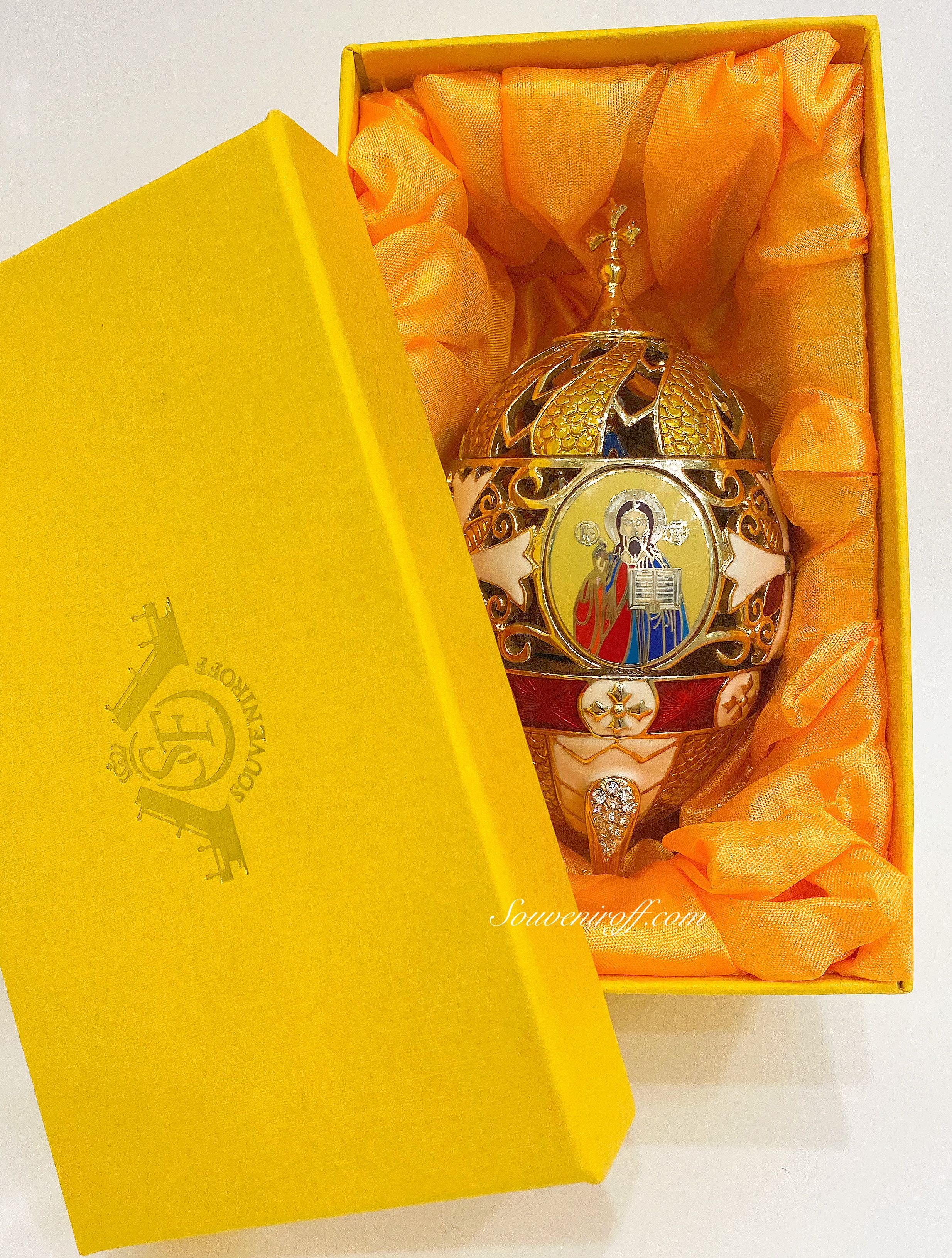Пасхальное Яйцо-Шкатулка "Белый крест со Спасом Вседержителем" РС-1030 фото 10