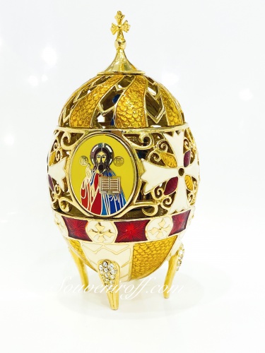 Пасхальное Яйцо-Шкатулка "Белый крест со Спасом Вседержителем" РС-1030 фото 3