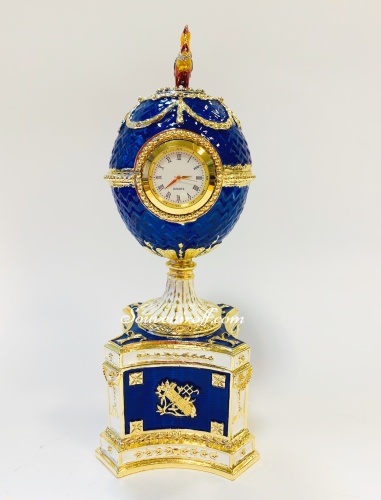 Яйцо-Часы  "Шантеклер" музыкальное с часами E07-21-11 синее фото 2