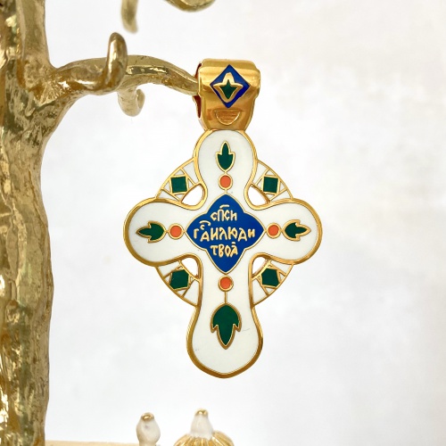 Православный нательный крест белый круглый КНЧ-0543 фото 4