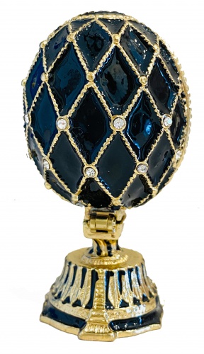 Яйцо-шкатулка Фаберже с сюрпризом  "Корзинка Цветов" малое черное Е09-8B-13 фото 2