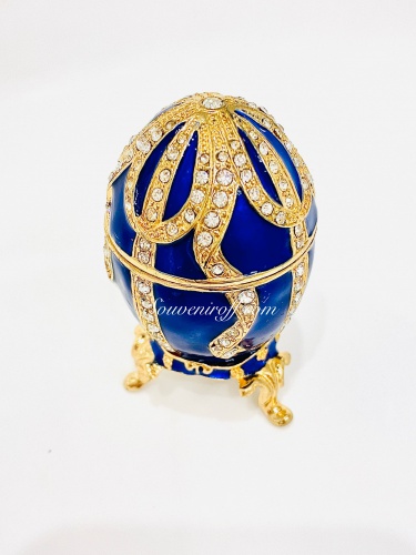 Яйцо-шкатулка Фаберже "Бант" Е18-11 синий фото 4