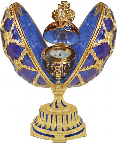 Яйцо-шкатулка Фаберже "Часы в Короне" большое с гербом Н18-01