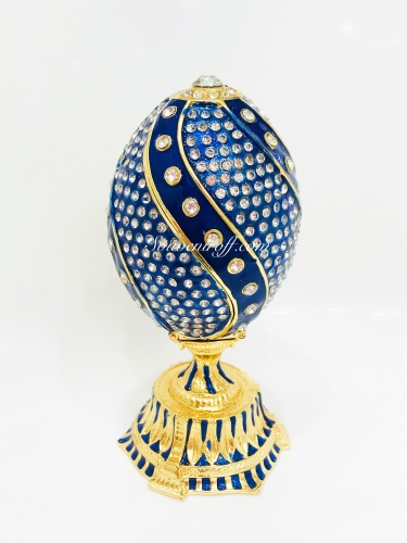 Яйцо-шкатулка Фаберже Витое "Цветочная Корзинка"  синее PC-1723Б-11 фото 7