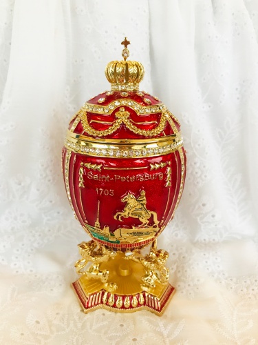 Яйцо-шкатулка Фаберже большое "Санкт-Петербург" с тремя видами на изделии РС-1404C фото 9