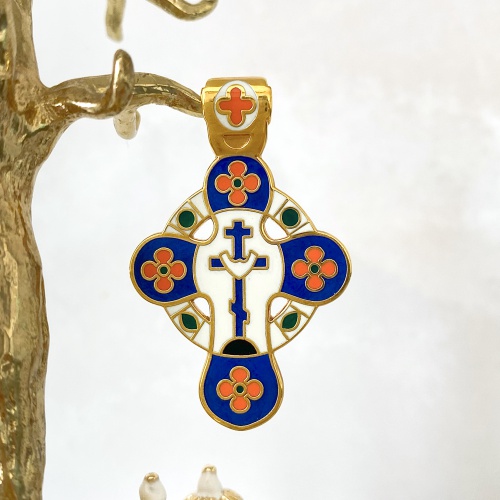 Православный нательный крест белый круглый КНЧ-0543 фото 3