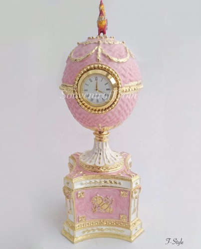 Яйцо-Часы "Шантеклер" музыкальное  большое E07-21-04 розовое фото 2