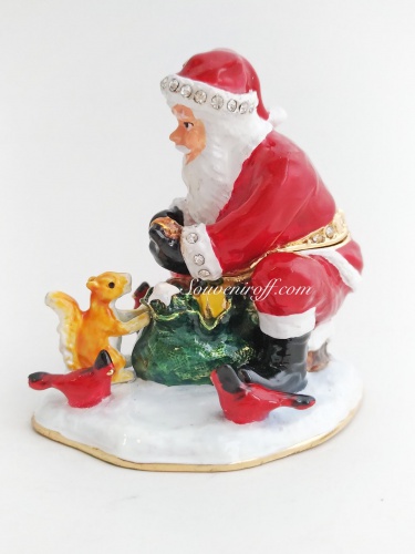 Шкатулка "Санта-Клаус и лесные звери '' B17-04  фото 3