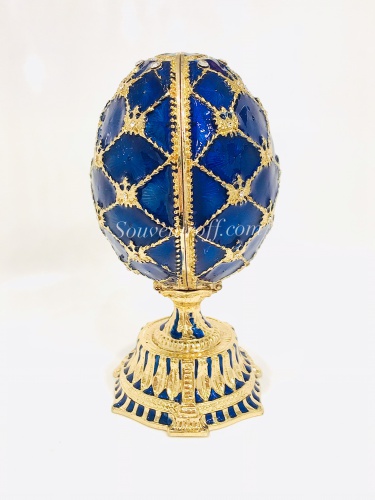 Яйцо-шкатулка с сюрпризом "Корзинка Цветов"  PC-0655-11 синее фото 5