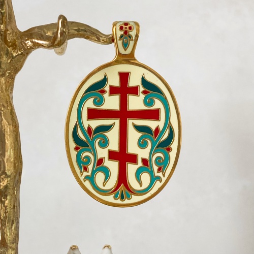 Православный нательный образок "Блаженная Ксения Петербургская" с процветшим крестом ПНО-0620 фото 3