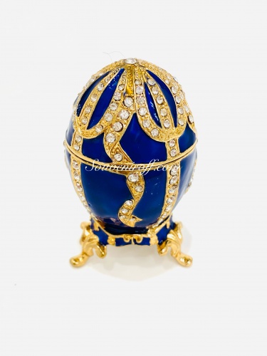 Яйцо-шкатулка Фаберже "Бант" Е18-11 синий фото 2