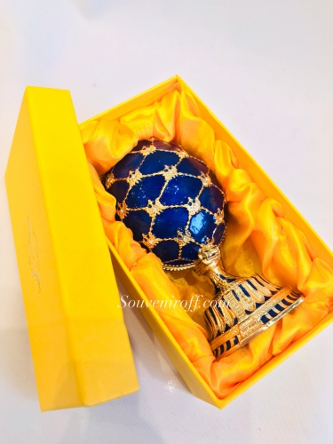 Яйцо-шкатулка с сюрпризом "Корзинка Цветов"  PC-0655-11 синее фото 7
