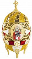 Яйцо пасхальное "Белый крест с Николаем Чудотворцем"