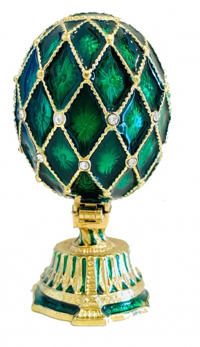 Яйцо-шкатулка Фаберже с сюрпризом  "Корзинка Цветов" малое зеленое Е09-8B-08 фото 3