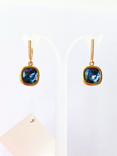 Серьги (Кристаллы SV синие ; цирконы; покрытие: золото) фото 2