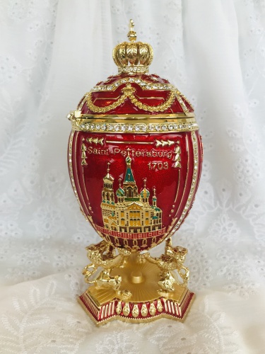 Яйцо-шкатулка Фаберже большое "Санкт-Петербург" с тремя видами на изделии РС-1404C фото 6