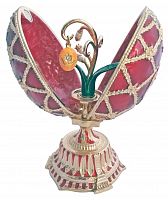 Яйцо-шкатулка пасхальное с гербом с веточкой и кулоном E09-13Д