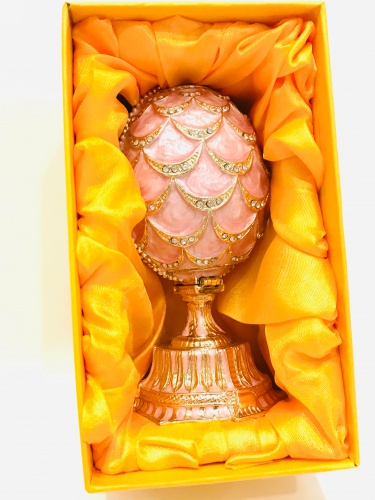 Яйцо-шкатулка Фаберже "Сосновая Шишка" c белым слоном PC-1722E(02)-04 розовая фото 10