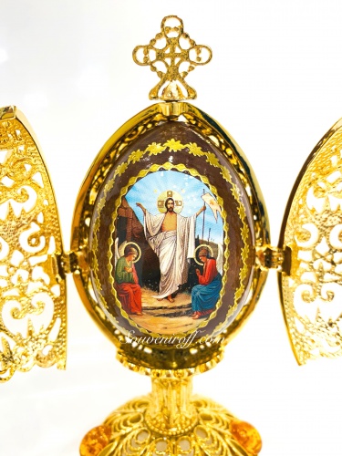 Пасхальное Яйцо-Шкатулка "Воскресение Христа" и Янтарем РС-0739 фото 4