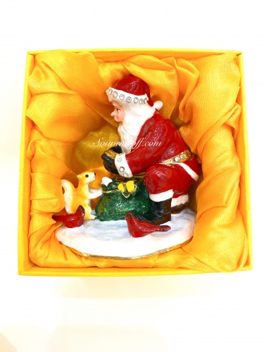 Шкатулка "Санта-Клаус и лесные звери '' B17-04  фото 6